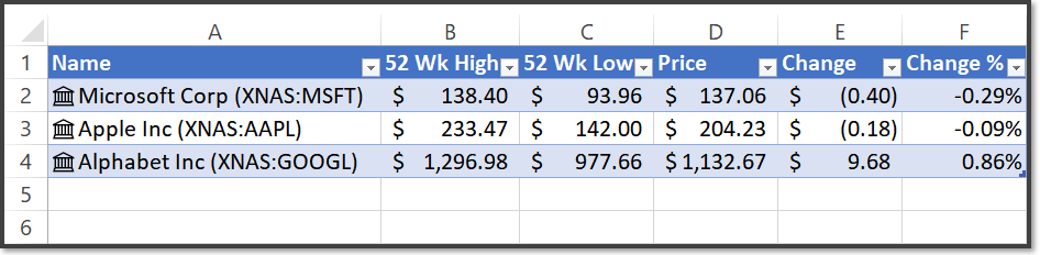macro excel stock prices for mac